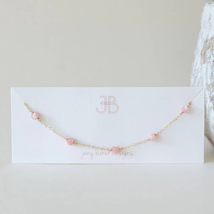 Maddie Necklace, Pink Opal for wholesale by Jeny Baker Designs