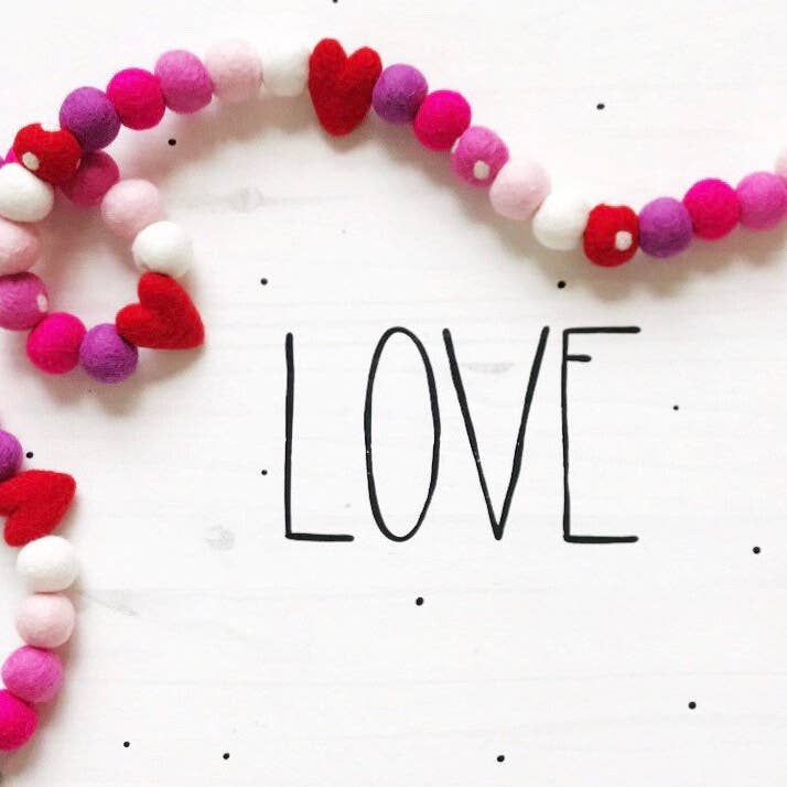 Valentine Pop Felt Ball Garland for wholesale by Pearl & Jane
