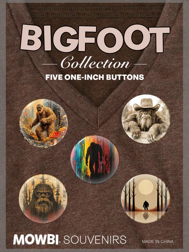 Bigfoot Button Collection #1 for wholesale by Mowbi Souvenir