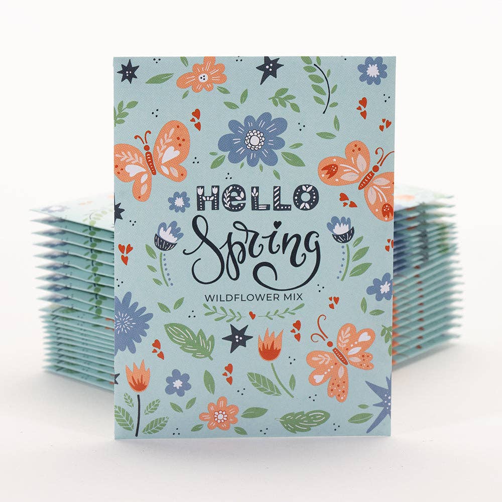 Bentley Seed Co. - Wholesale Plant Seeds - Hello Spring Blue Background - Wildflower Mix Seed Packets5