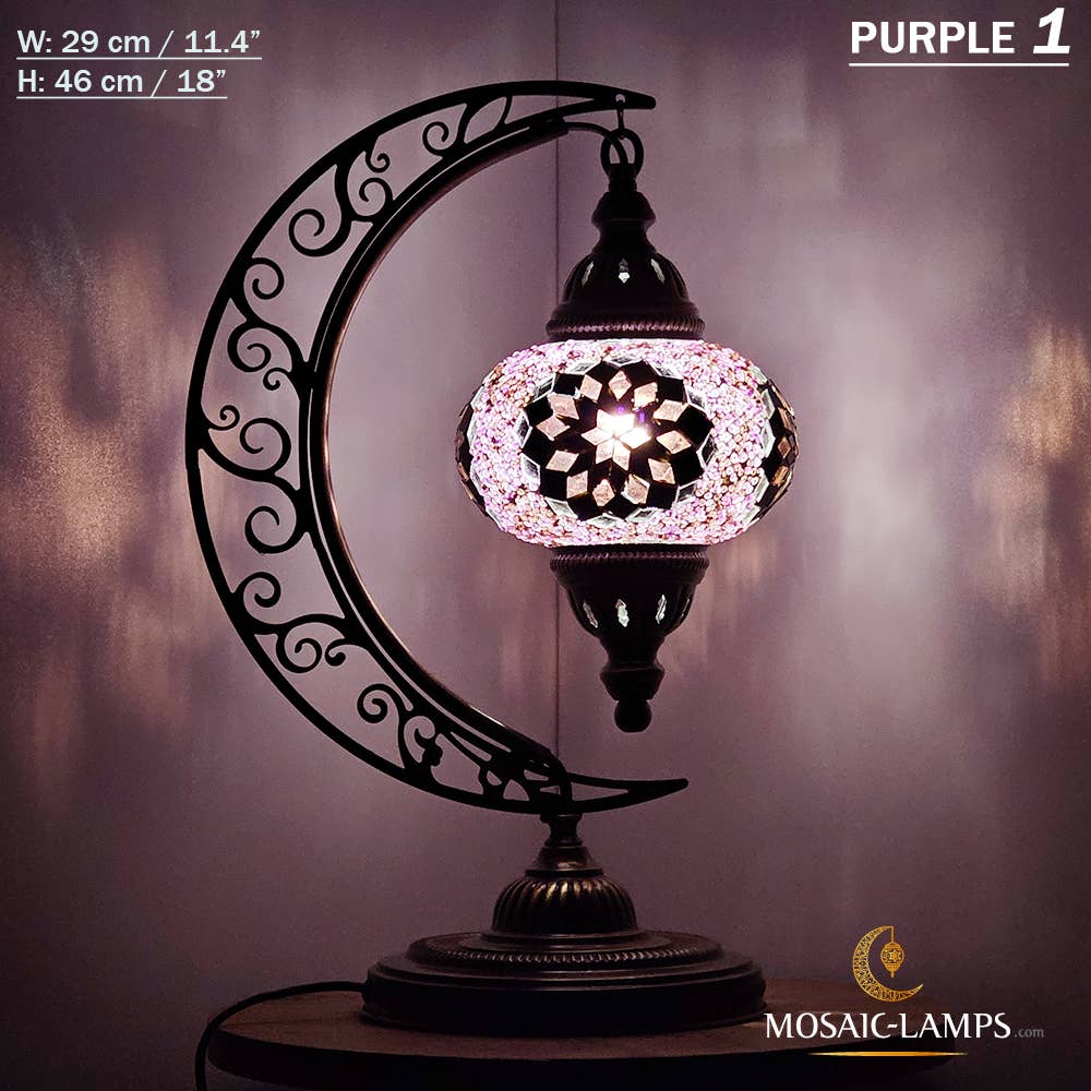 Mosaic Lamps - Wholesale Accent/Desk Lamp - 10+ Colors - Moroccan Moon Table Lamp, Arc, Murano Crescent57