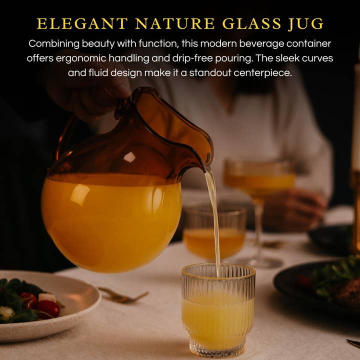 The Wine Savant / Khen Glassware - Wholesale Jug - Italian Design Amber Glass Jug Mouth-Blown Venetian Pitcher1
