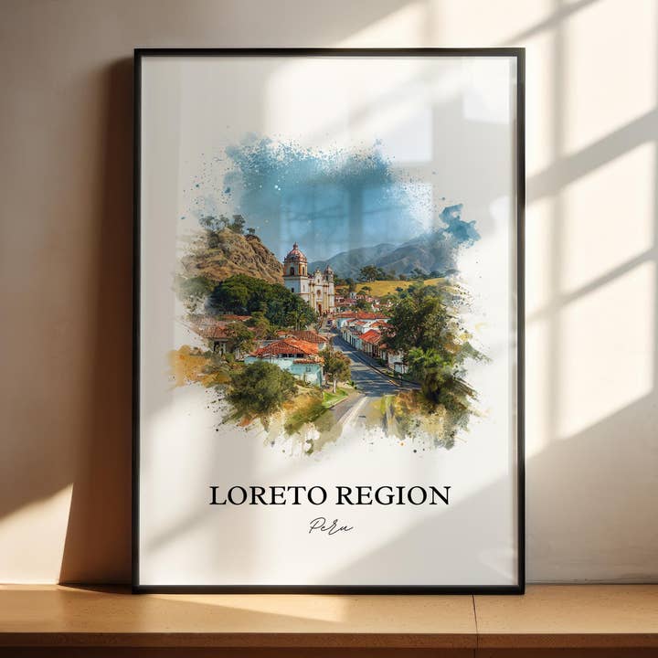 Arte de Parede da Região de Loreto Peru, Impressão de Loreto Peru, Arte em Aquarela do Peru, Presente do Peru, Impressão de Viagem do Peru, Poster de Viagem, Presente de Inauguração de Casa por atacado de Premium Travel Art