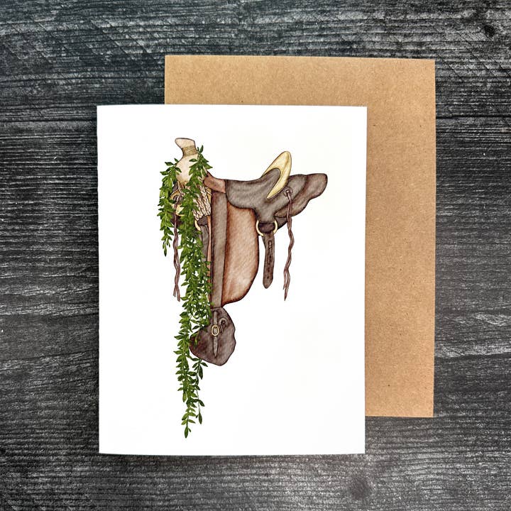 Maile Hawaiian Tree Saddle | Greeting Card for wholesale by Malina Prints