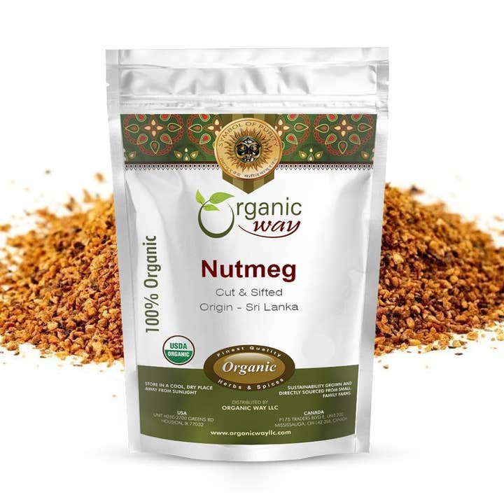 Premium Ground Nutmeg Cut & Sifted (Myristica fragrans) - Healthy Digestion | Kosher Certified | Non GMO & Gluten Free | USDA Certified | Origin - Sri Lanka for wholesale by Organic Way LLC