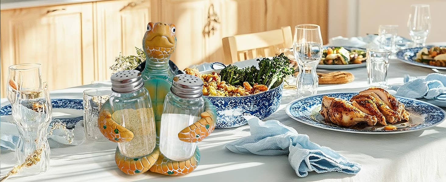 Liffy - Wholesale Salt & Pepper Shaker Set - Sea Turtle Salt and Pepper Shaker Holder Ocean Kitchen Decor15