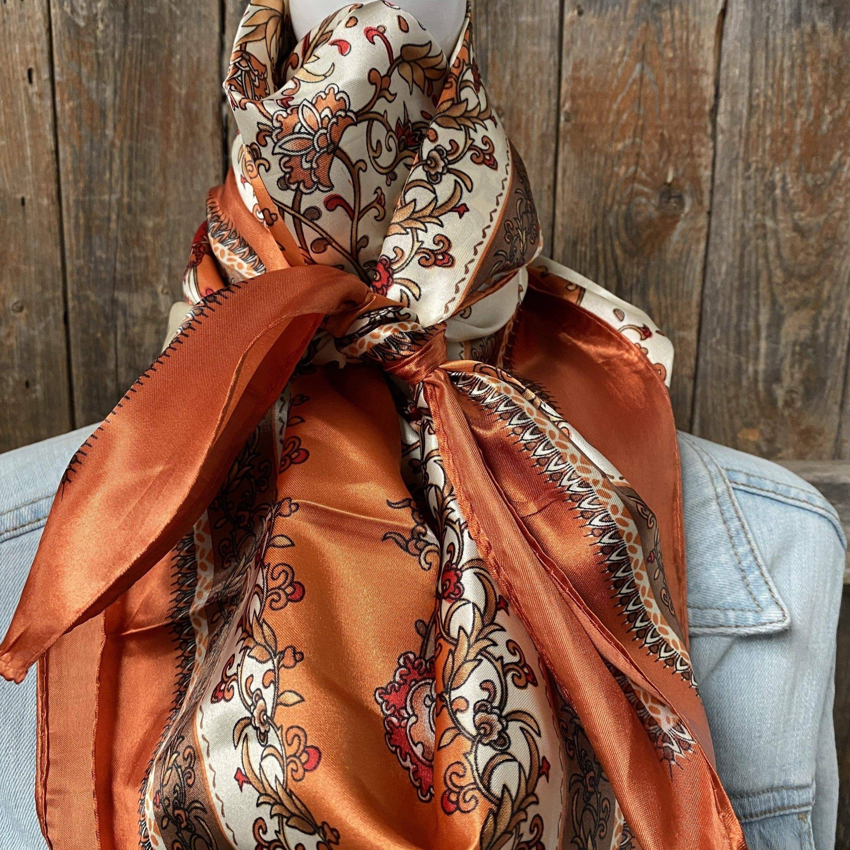 Rodeo Drive - Wholesale Scarf - Unisex - 35X35"  Burnt Orange & Tan Wild Rag / Scarf WR21792