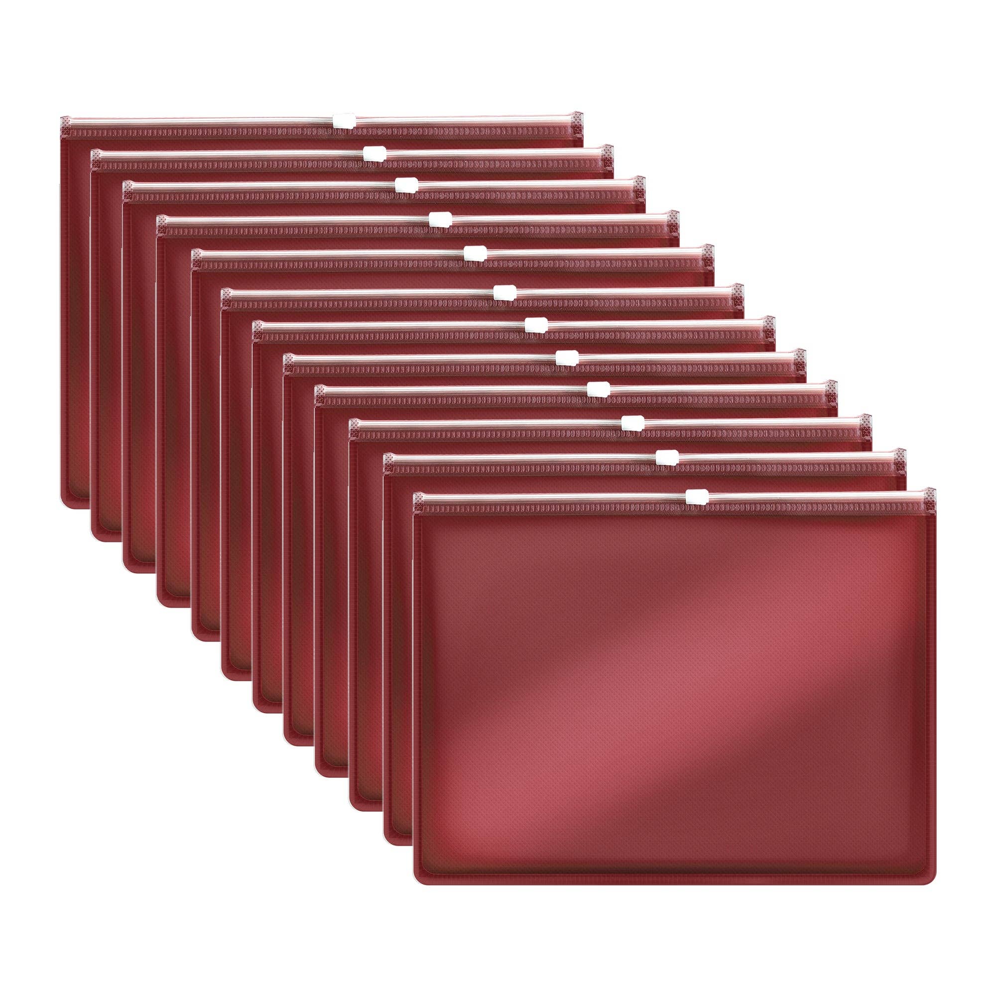 Ledsone - Wholesale Folders - 12 Pack Plastic Thick Zipper Document File Waterproof Folder ~52864