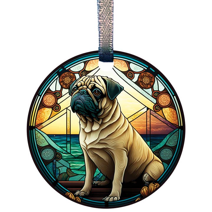 Ornement Miniature en Acrylique Chien Carlin MSC148 par d'ears pour la vente par d'ears inc.