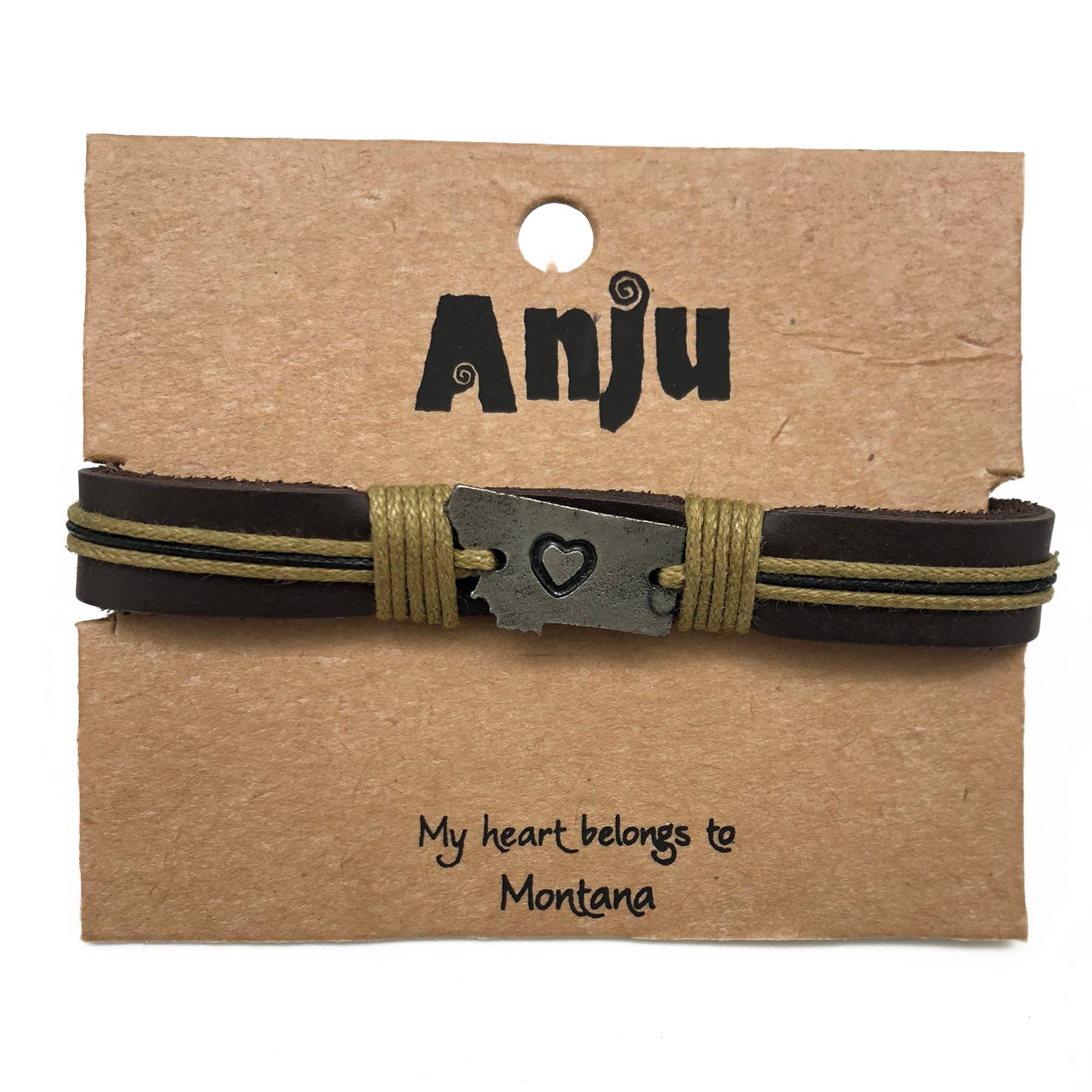 Anju Jewelry – Großhandel Armband mit Charms/Anhängern – Home State Schmuck - Zinn Lederarmband18