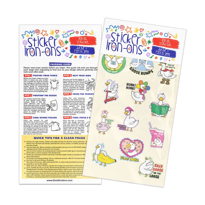 Silly Goose Sticker Iron-Ons for wholesale by Girls Printing House