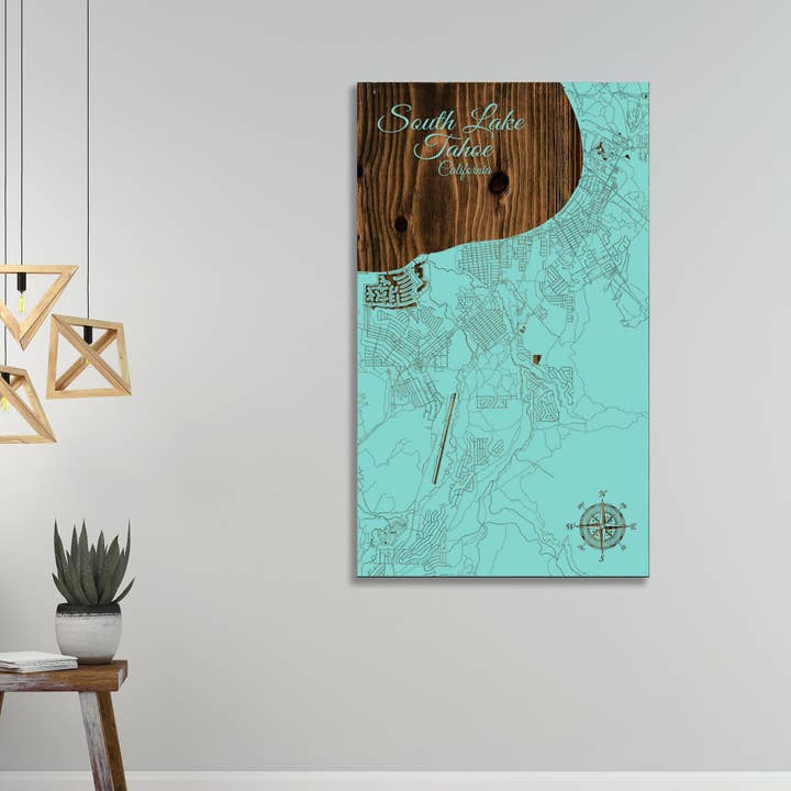 Fire and Pine Wood Maps – Großhandel Karten – Kalifornien: South Lake Tahoe Street Landkarte