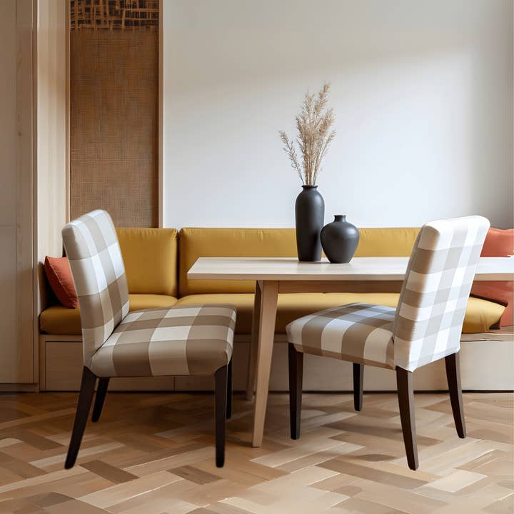Rockin Cushions – wholesale Överdrag till stol/soffa – Rockin Cushions 100% bomull Buffalo Check beige överdrag, kompatibelt med IKEA Henriksdal matstol | Set om 4