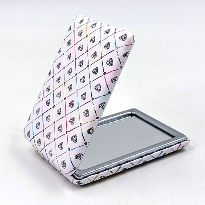 Crystal hearts compact mirror for wholesale by Tempest Designs