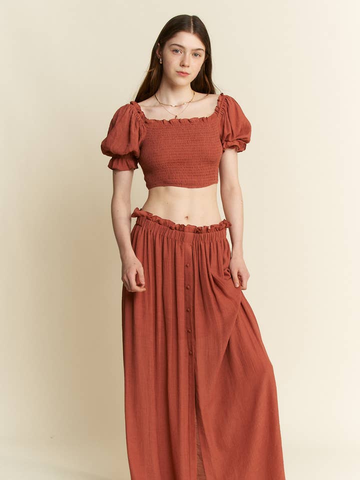 PLUS SIZE 2 PIECE CROP TOP AND SKIRT SET for wholesale by JADE BY JANE