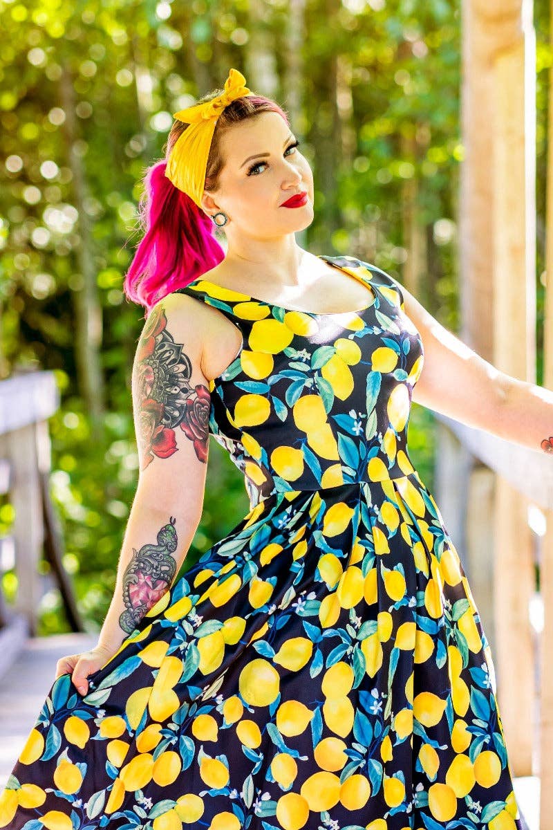 Dolly & Dotty - Wholesale Dress - Women's - Amanda Vintage Inspired Black Lemon Dress1