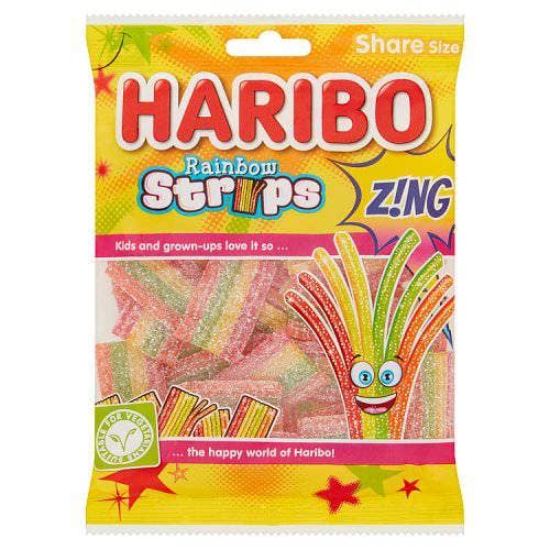 Haribo Rainbow Zing Strips-(UK)(5.99 Retail) for wholesale by Exotic Soda Co