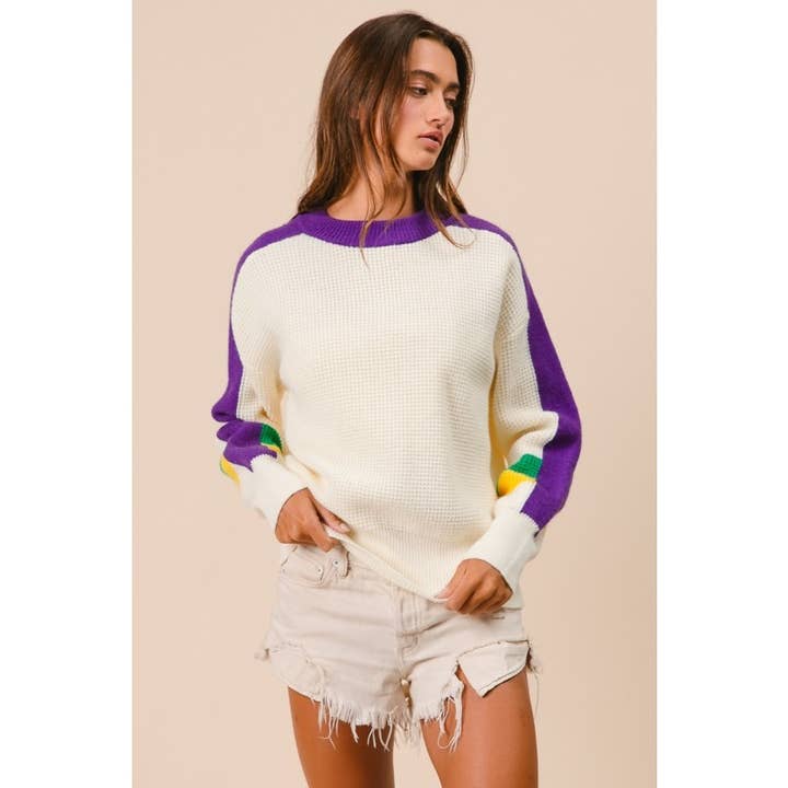 GRÄDDE Mardi Gras färgblocktröja för wholesale på Faire4