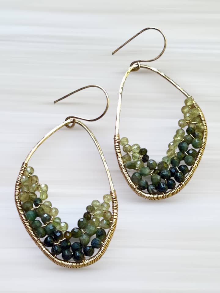 Ombre Peridot & Tourmaline Cluster Earrings in Gold Filled! for wholesale by Diana Wingert Jewelry