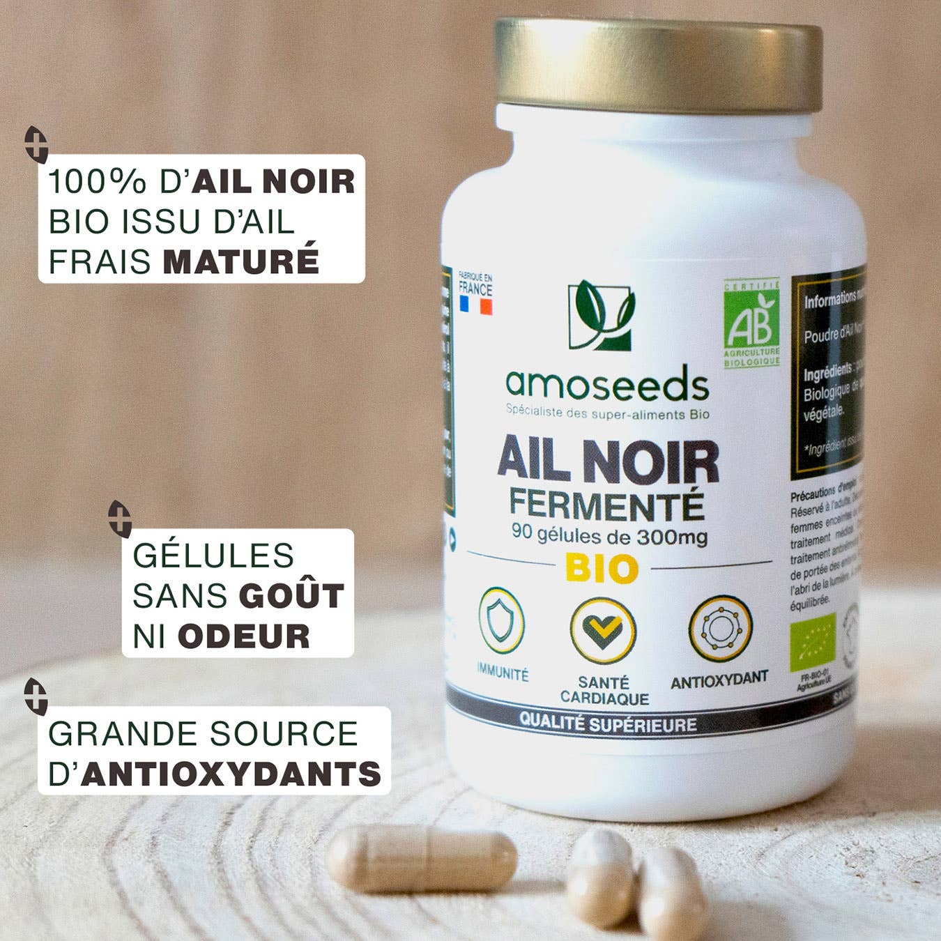 Amoseeds - Wholesale Oral Supplement/Vitamin - Organic Black Garlic | 90 capsules2