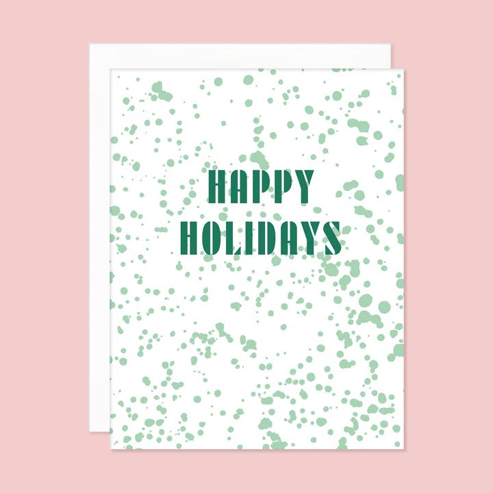 Grön Splatterware God Jul-kort för wholesale av Missive