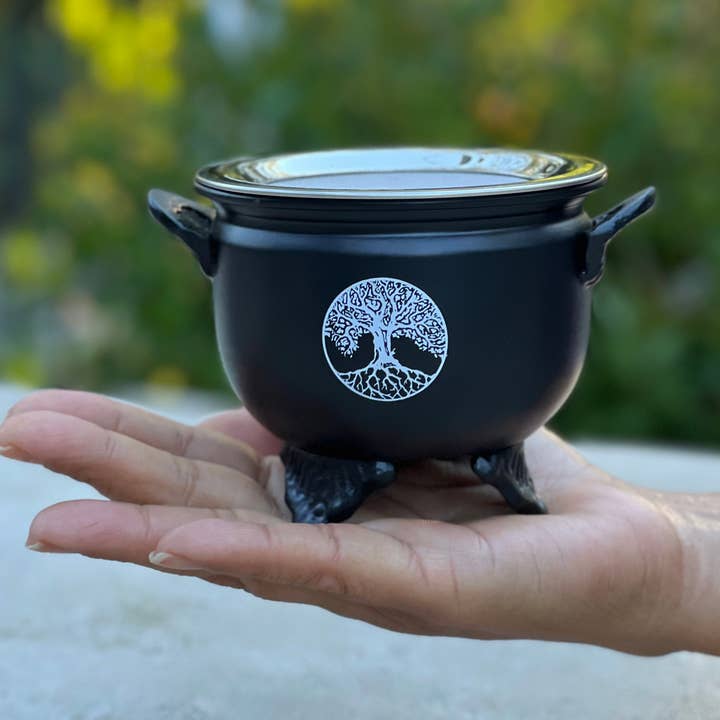 Lungta Imports - Venta al por mayor Portainciensos - Quemador de incienso grande de metal con pantalla de carbón (árbol de la vida)