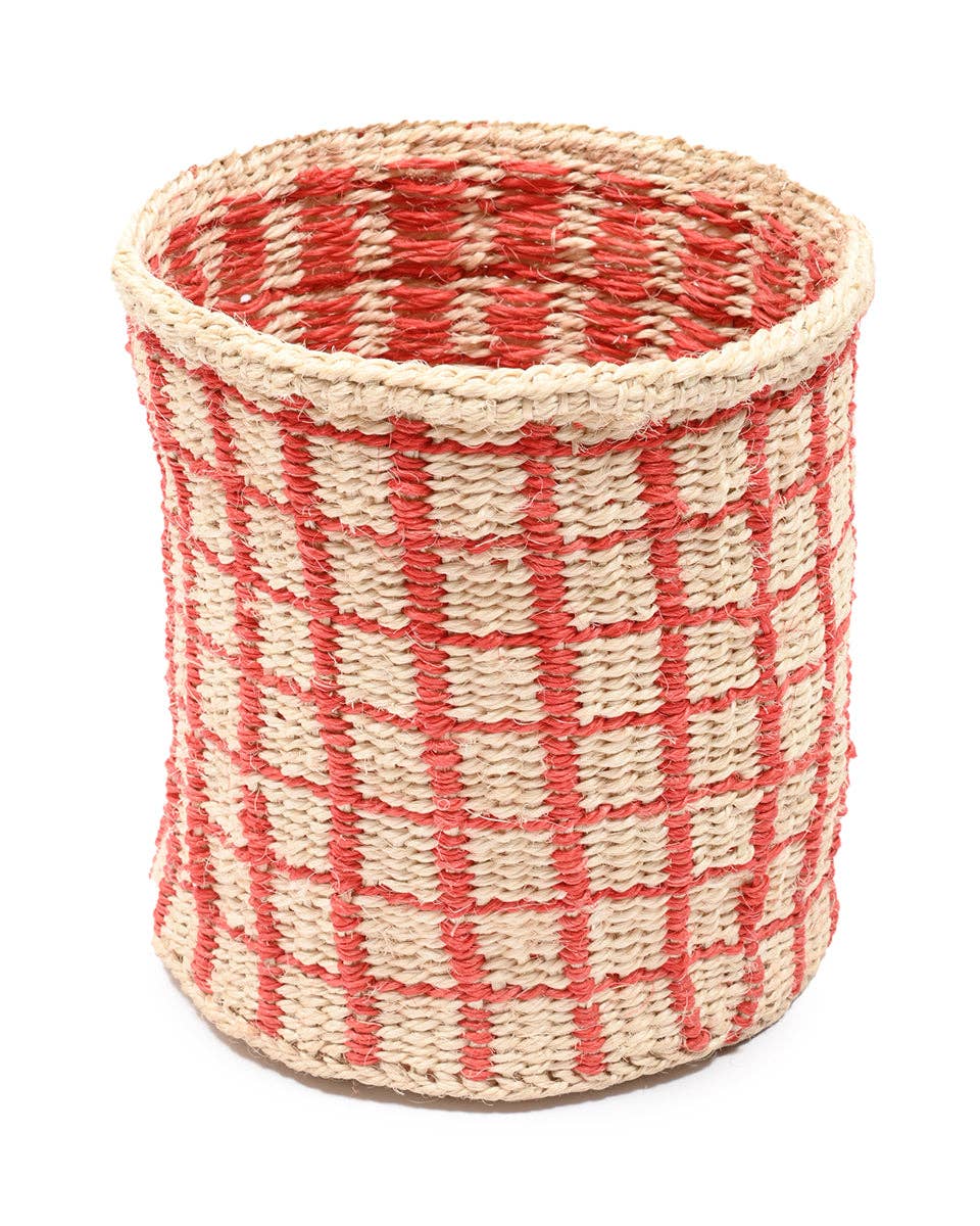 SAHIHI: Red Check Woven Storage Basket | Planter | Toy Basket | Desk Tidy for wholesale on Faire3