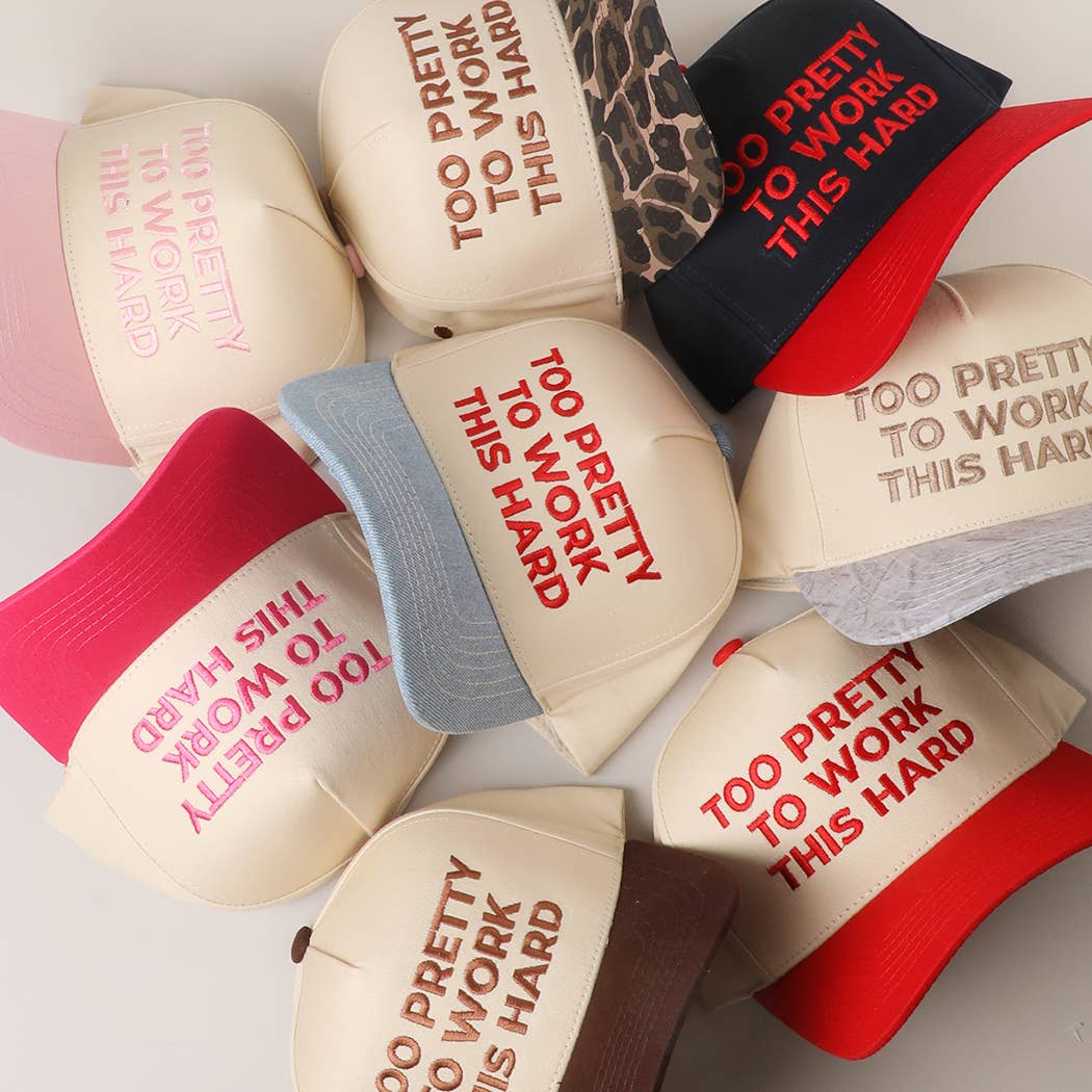 Fashion City - Wholesale Trucker Hat - Women's - TOO PRETTY TO WORK Embroidery Trucker Hat8