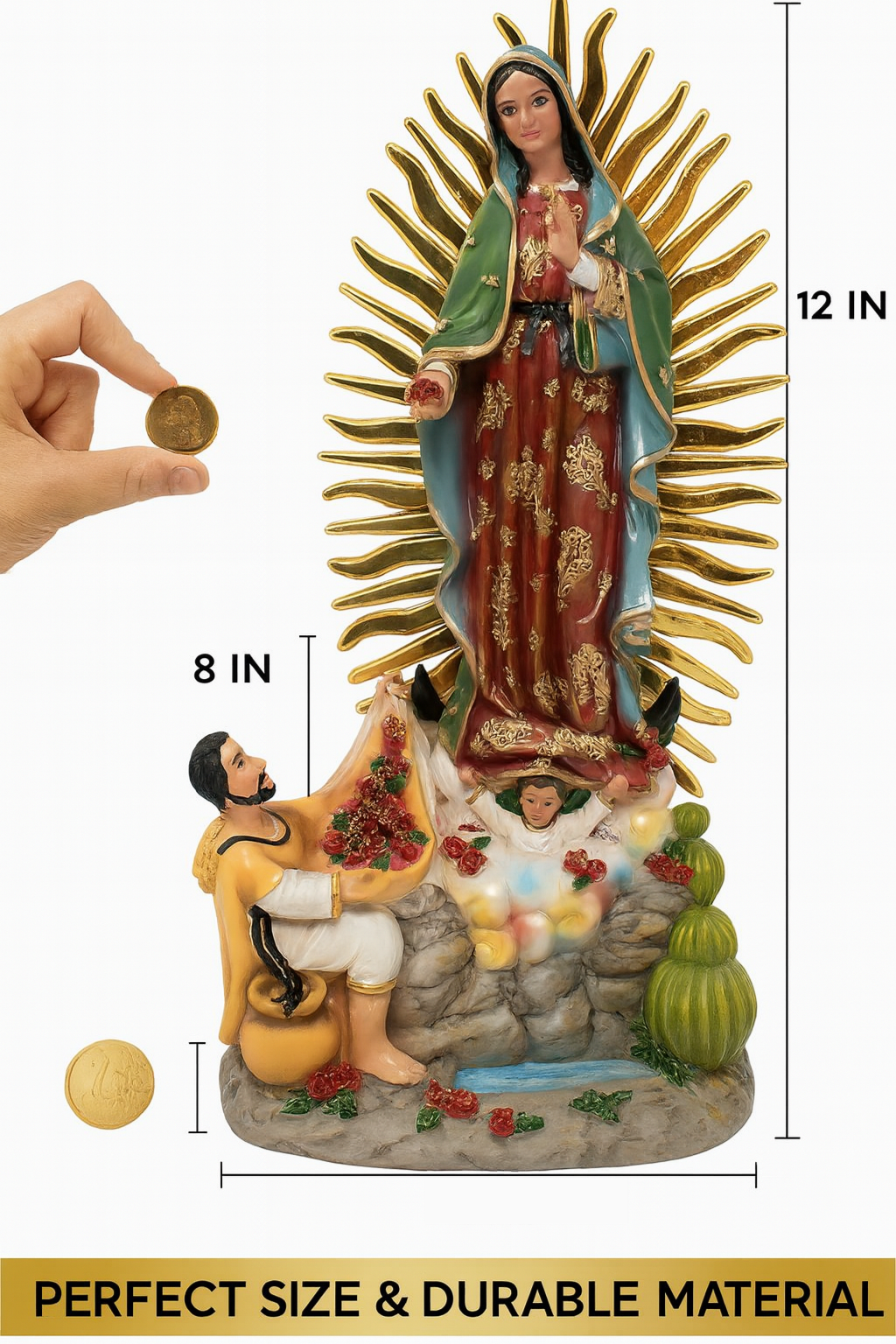 mrcjsales - Wholesale Decorative Figurine - MrcjSales - Our Lady of Guadalupe with Juan Diego Statue | Virgen de Guadalupe con Juan Diego | Multiple Sizes | High-Quality Resin Craft3