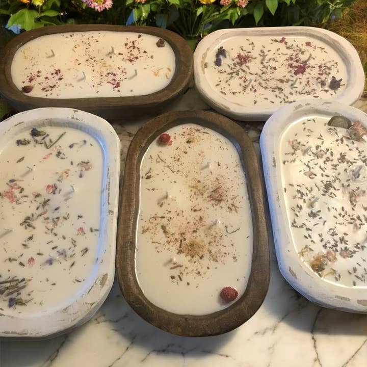 Holz-Teigschüssel Sojakerze | Rustikale Dekoration | Recycelbare Schüssel für den Großhandel von Full Circle Candles and Gifts