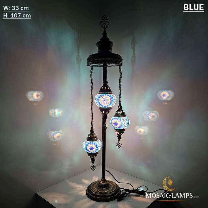 Mosaic Lamps – wholesale Floor lamp – 3 Globe Medium Ball Floor Lamps, Turkish Moroccan Ottoman