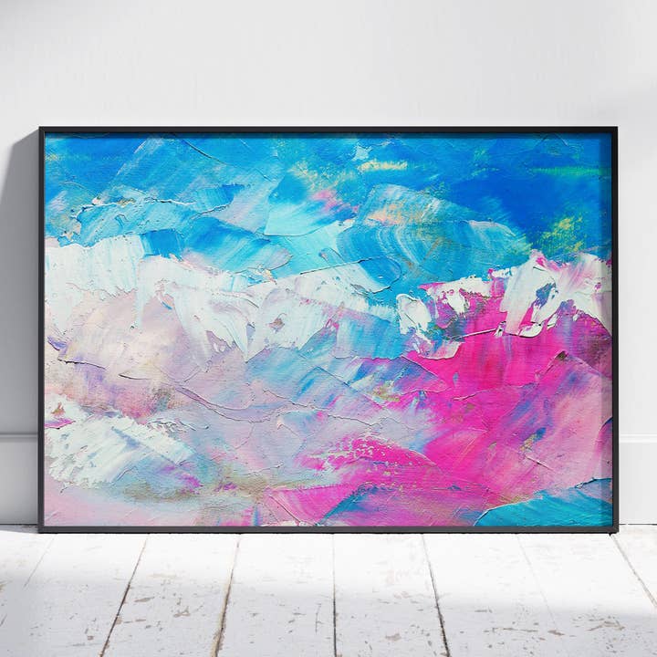 Paysage de Montagne Abstrait et Vibrant - Affiche Murale Imprimée en Rouleau pour la vente par House Prints