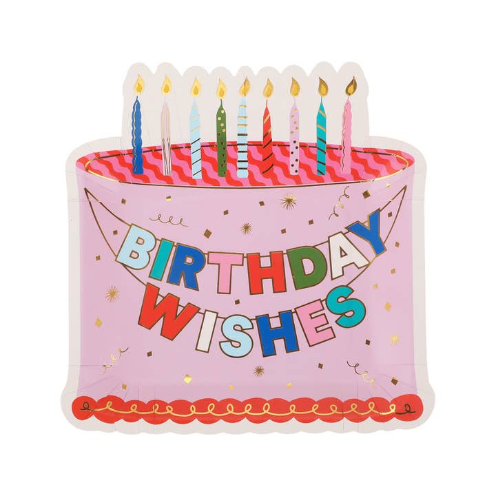 Packed Party - Wholesale Disposable plate - MAKE A WISH CAKE 8 IN DESSERT PLATE