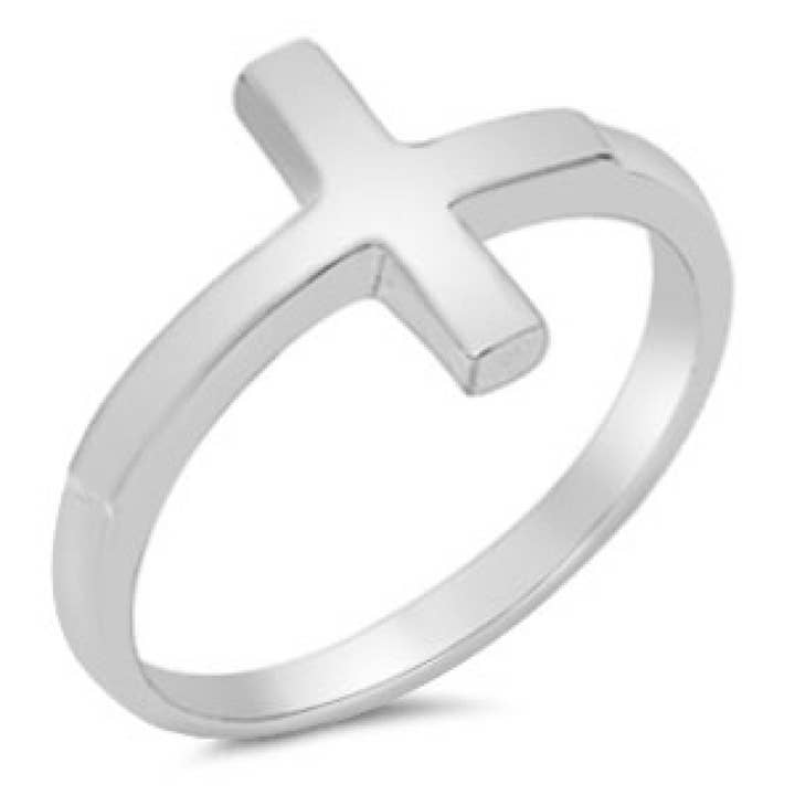 CALIFORNIA TOE RINGS - Wholesale Band/gestapelde ring - Sterling zilveren zijdelingse kruisring, duimring, eerste communu