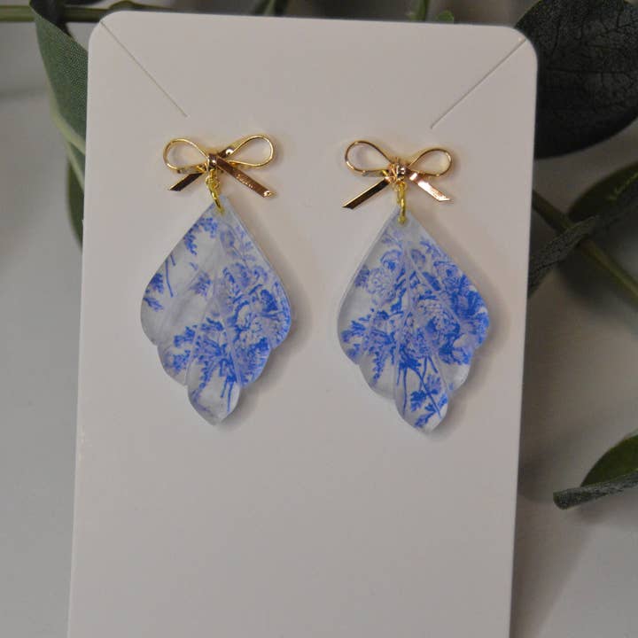 The Adorned Fox - Wholesale Dangle Earrings - Blue Chinoiserie Earrings, Drop Earrings, Dangle Earrings, S