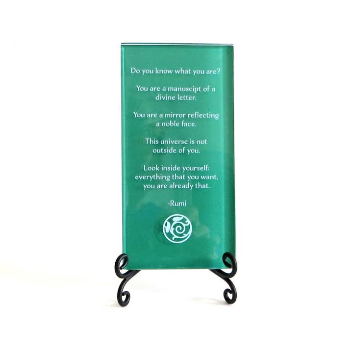 Lifeforce Glass, Inc. - Vente Plaque murale - Plaque en verre, citation Rumi, Savez-vous ce que vous êtes ?