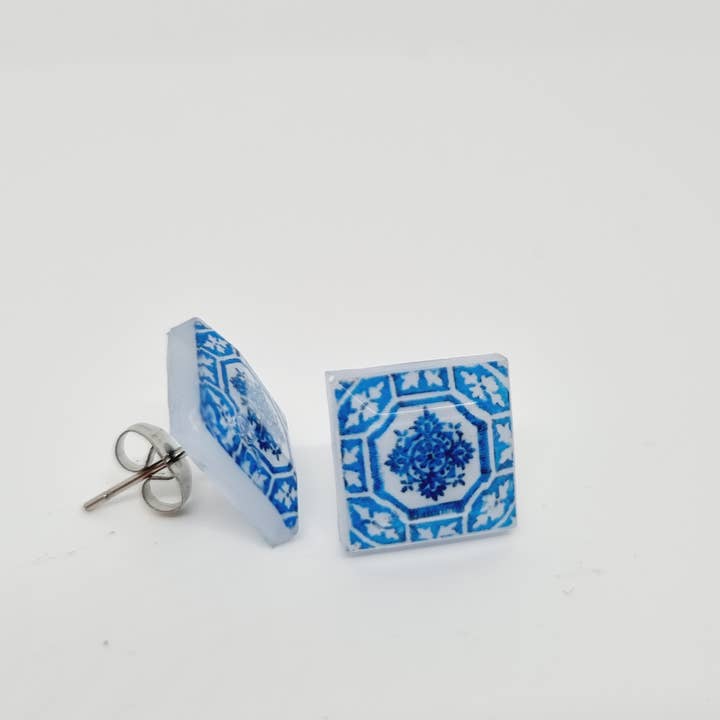 LUSO TILES JEWELRY - Wholesale Gauge/Plug Earrings - Pendientes post cuadrados coloridos8