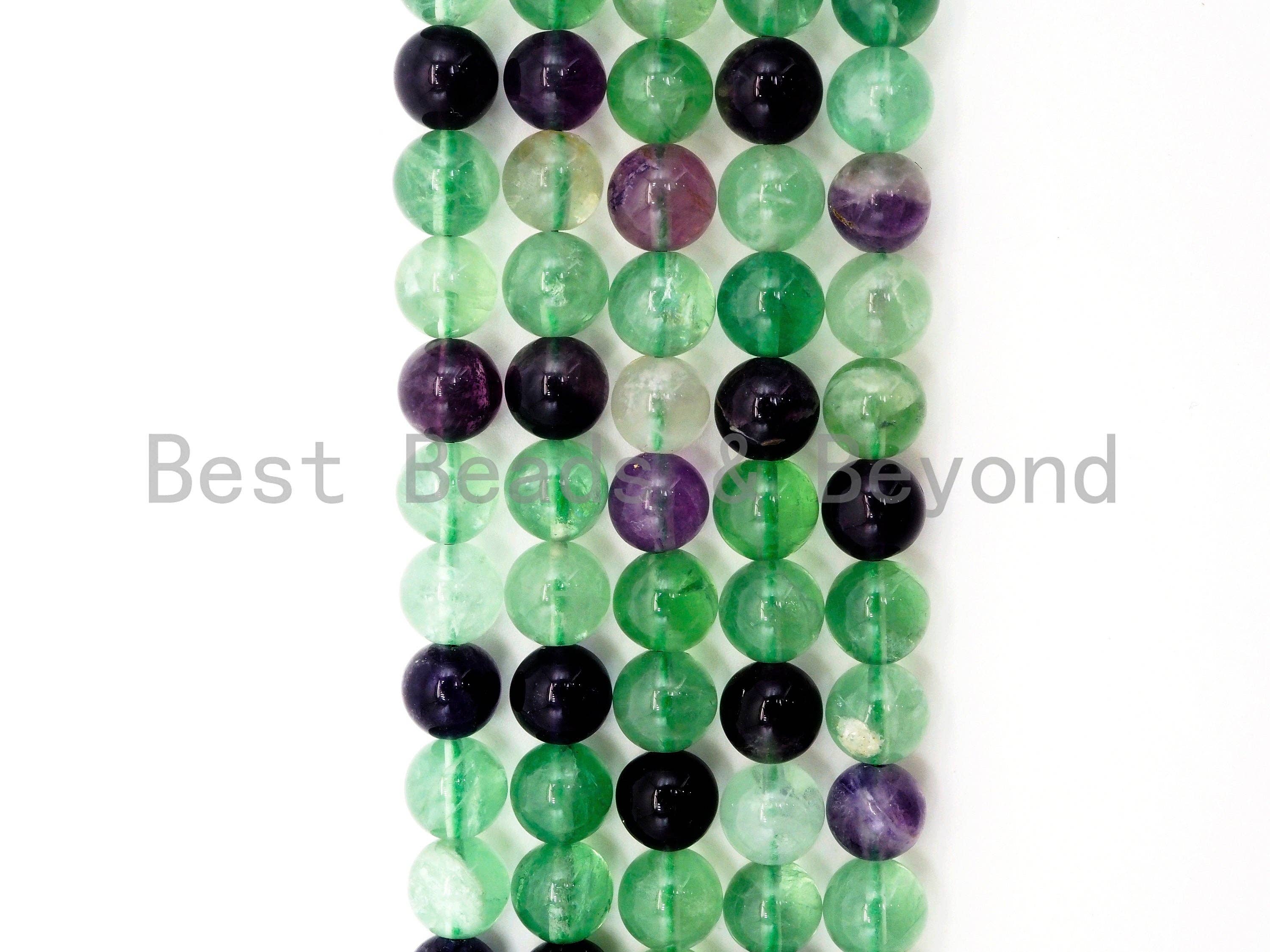 BestBeads&Beyond - Wholesale Beads - Natural Smooth Round Fluorite beads, 6mm/8mm/10mm/12mm Natural Green Purple Gemstone beads, Round Fluorite Beads, 15.5inch strand, SKU#U2444