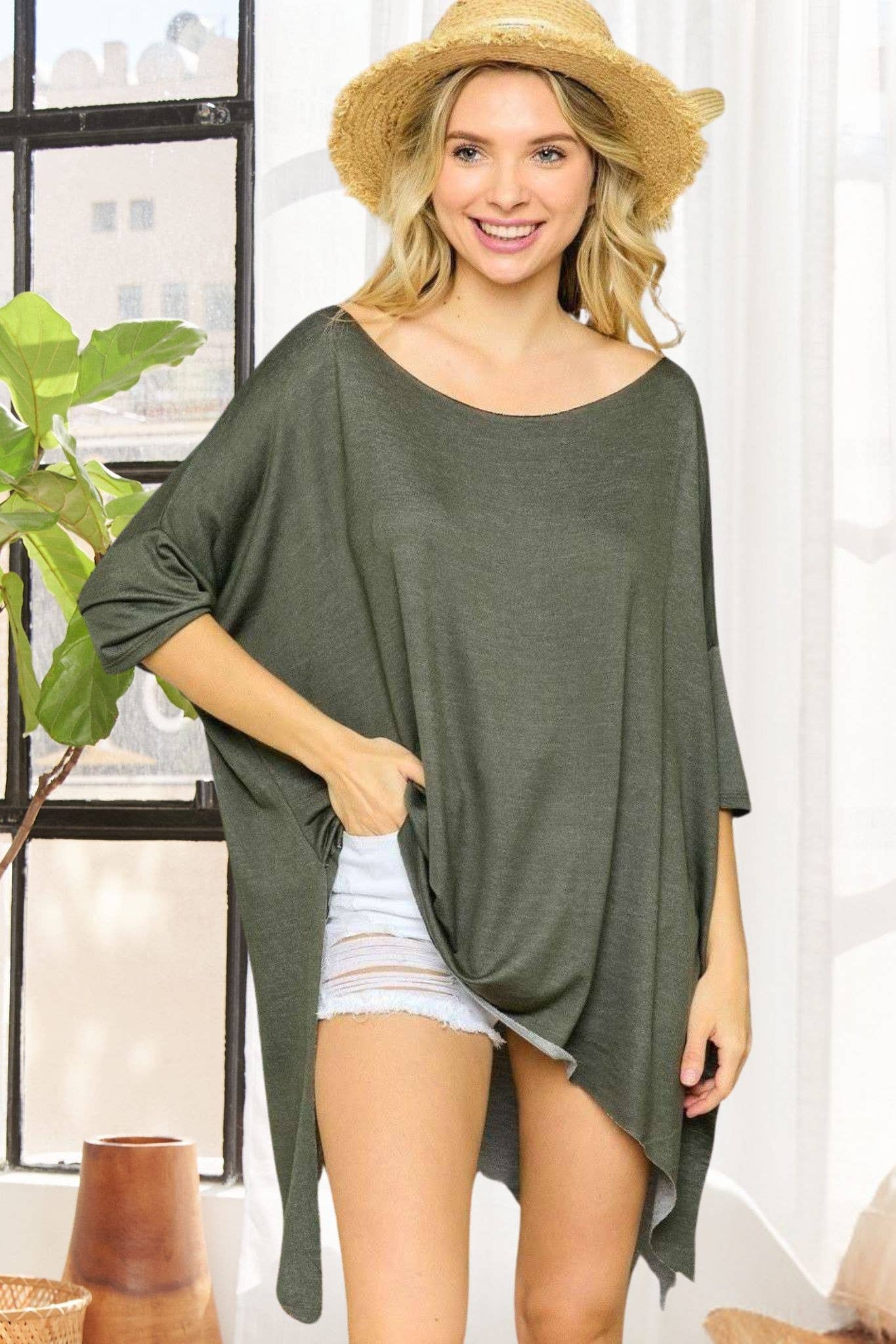 Madelyn – Großhandel Tunika – Damen – LYT9173-ÜBERGROßES AUSGESTELLTES TUNIKA-OBERTEIL4