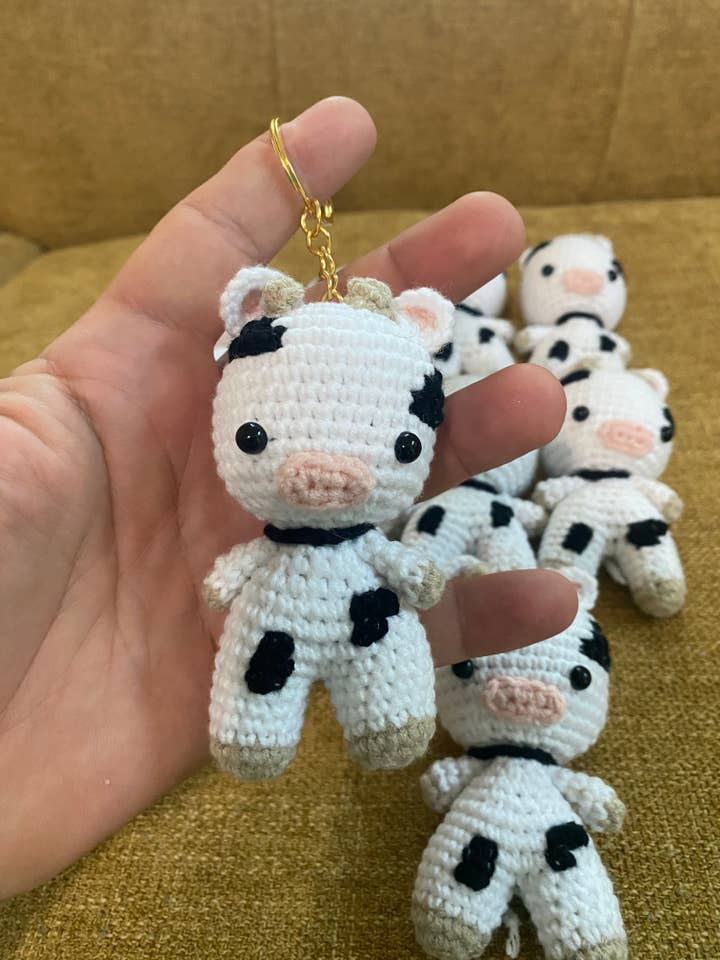Cowdorable Keychain for wholesale by Marie and Rose Crochet Toys