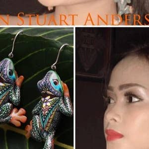 Jon Stuart Anderson Tree Frog Earrings for wholesale by Jon Stuart Anderson Artworks