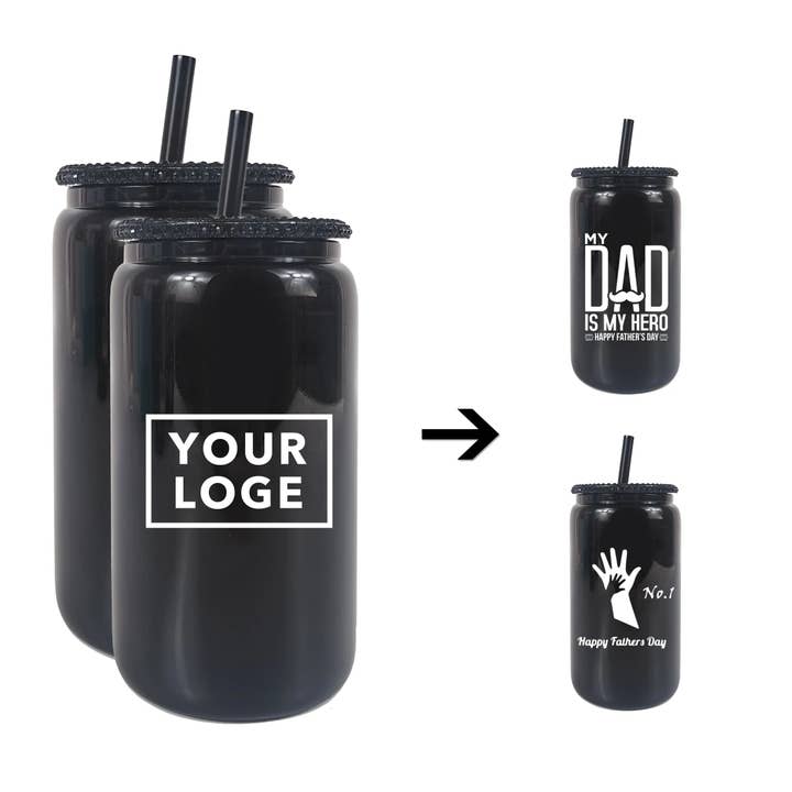 Magen Made Designs – wholesale Dricksglas och koppar – 16 oz. svart på svart glasburk med bling-lock