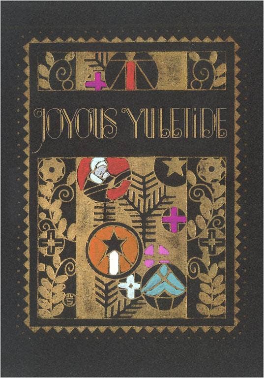 Found Image Press – wholesale Postcard – Postcard MC-525 Joyous Yuletide, Black Background0