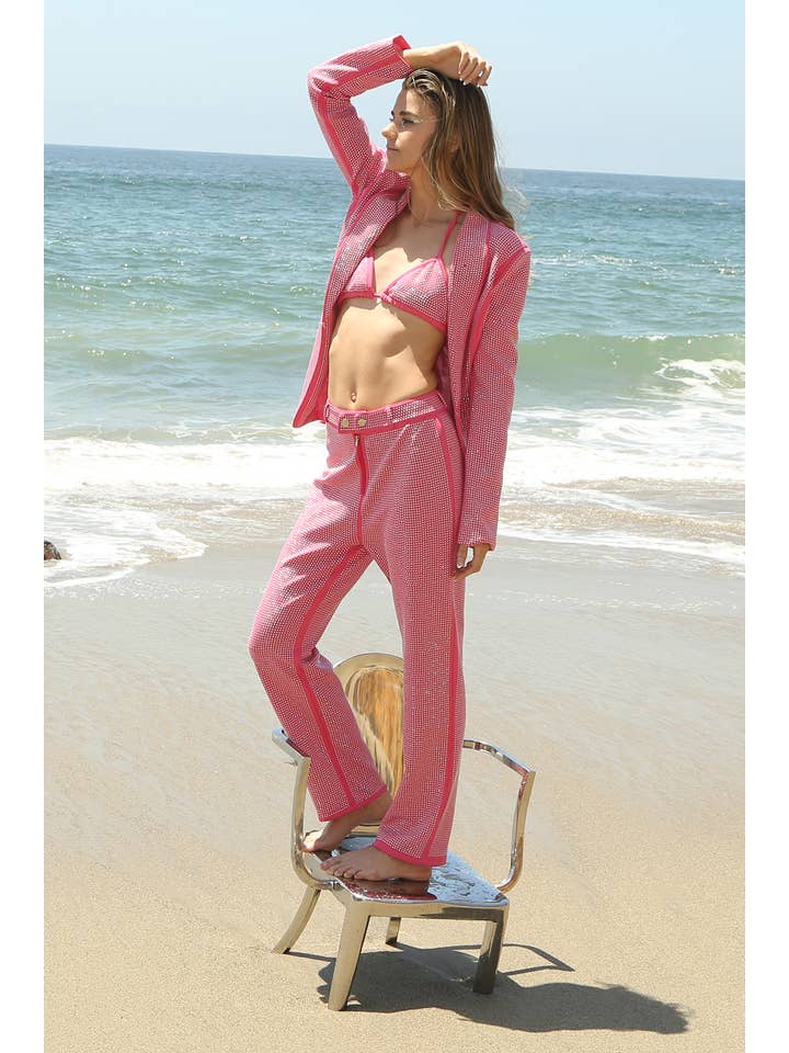 Fuchsia Micro Stud Fabric 3 Piece Suit sets KC6340 for wholesale on Faire5