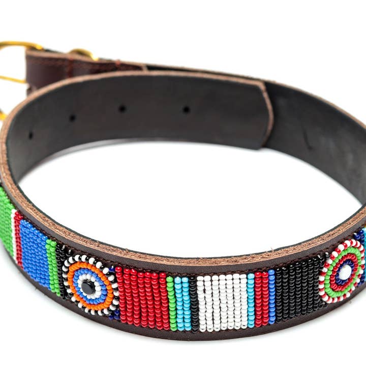 Maasai Beaded Leather Dog Collar for wholesale by MAASAI CHIEF