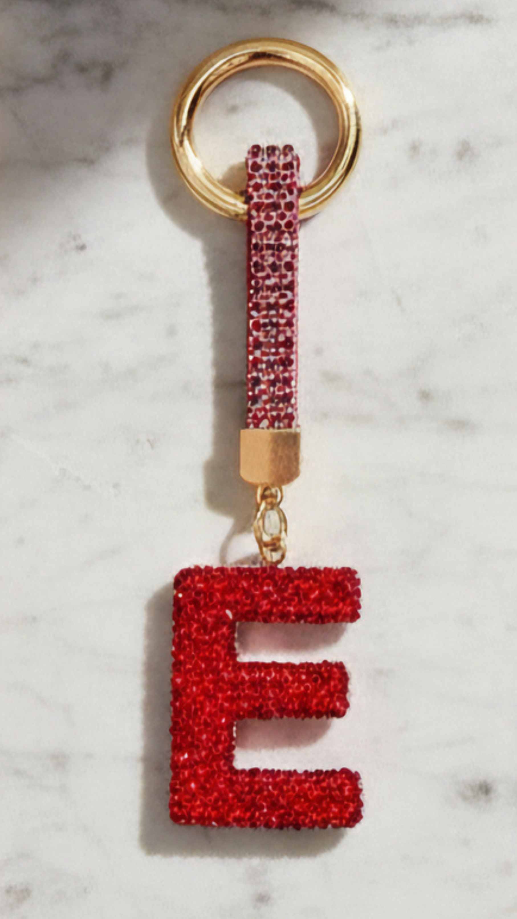 Initial Letter Red Crystal Glam Key Ring & Bag Charm for wholesale on Faire2