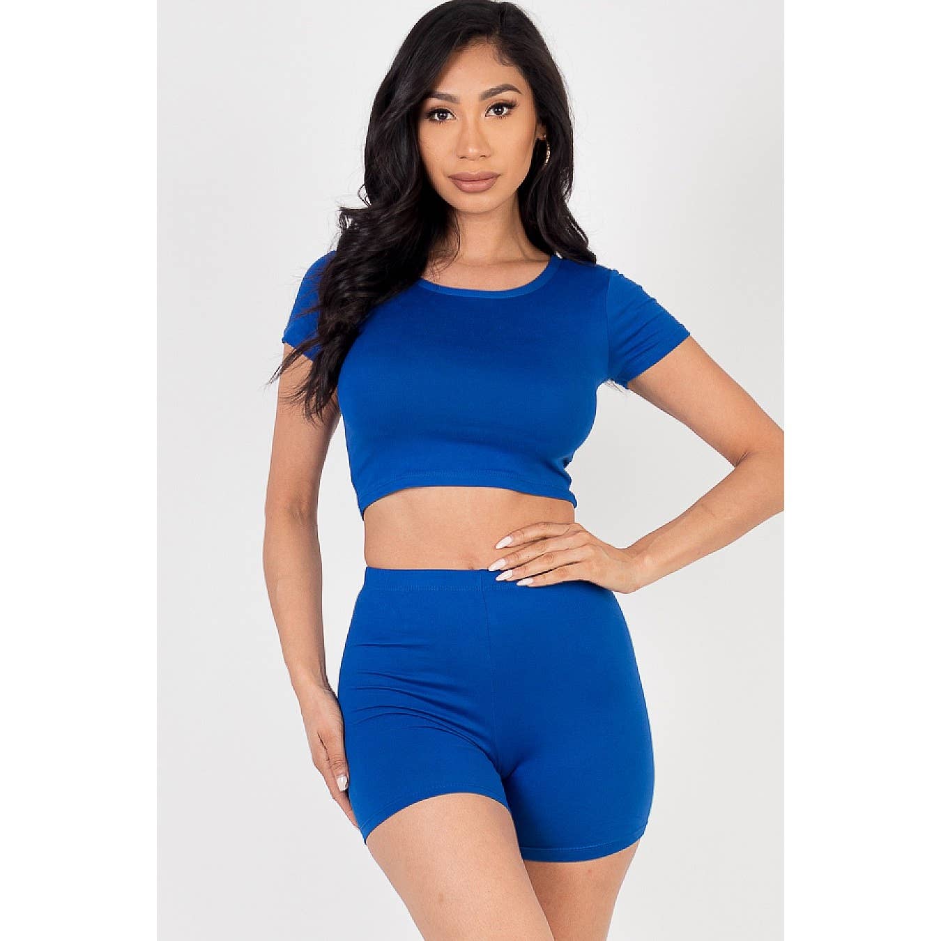 Timeless - Wholesale Lounge Set - Women's - Short Sleeve Crop Top and Shorts Set4