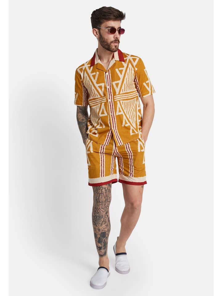 Be Sunset – wholesale Buttoned-down shirt – Men's – Tela Saffron Unisex Shirt