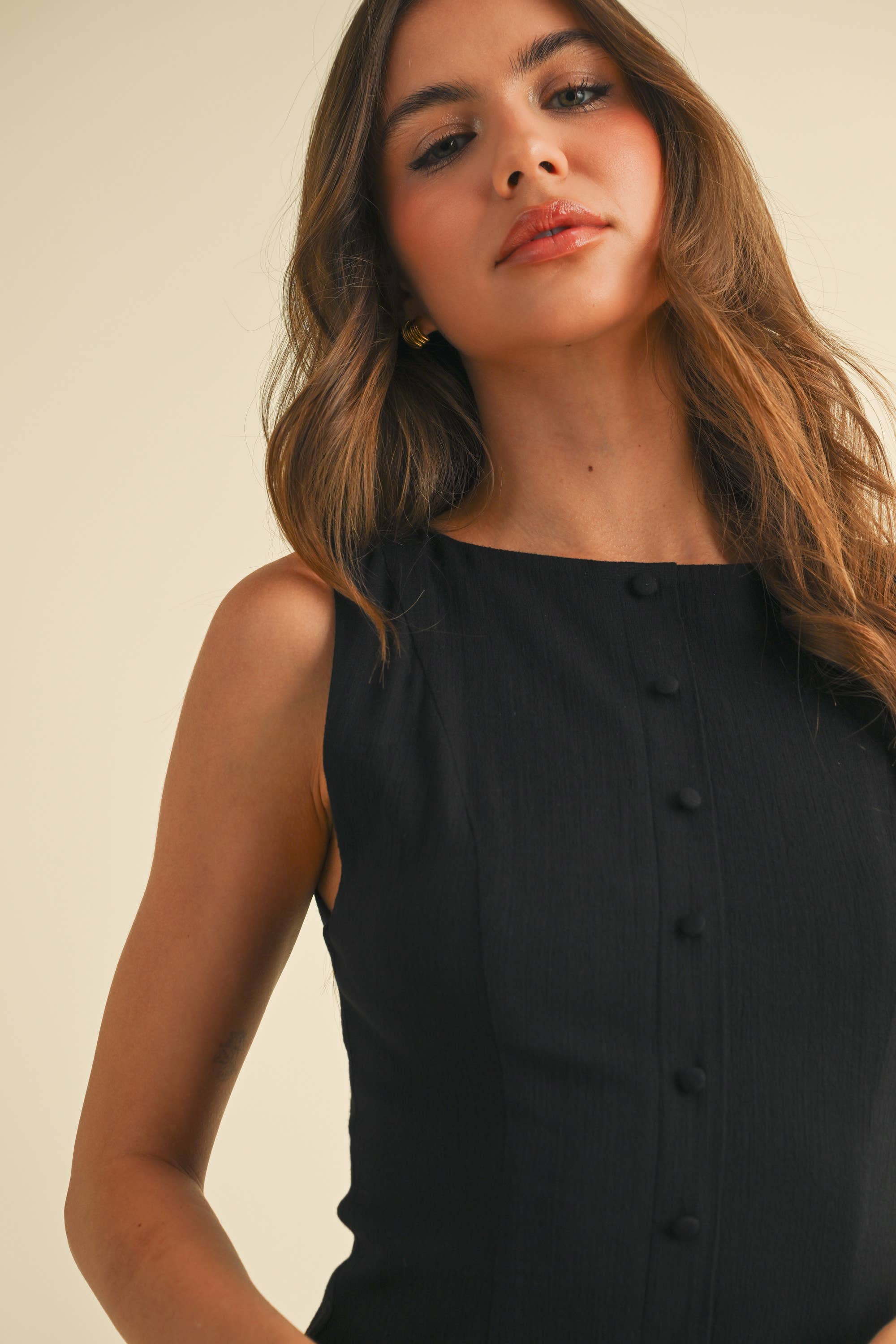 Klesis - Wholesale Dress - Women's - ID9089 STRETCHY LINEN SLEEVELESS DROP WAIST MINI DRESS 11