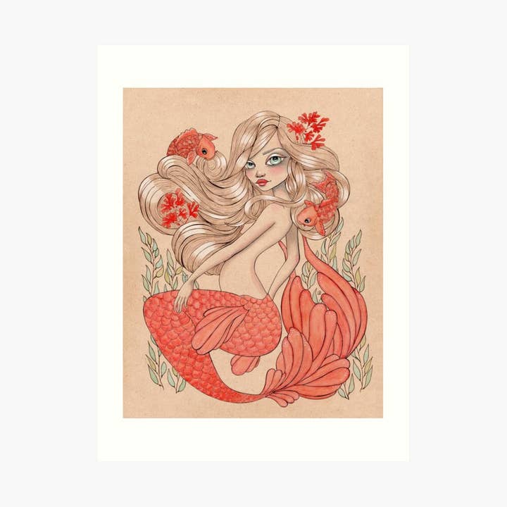 Impression artistique « Nager avec Koi » pour la vente par The Art of Lea Barozzi